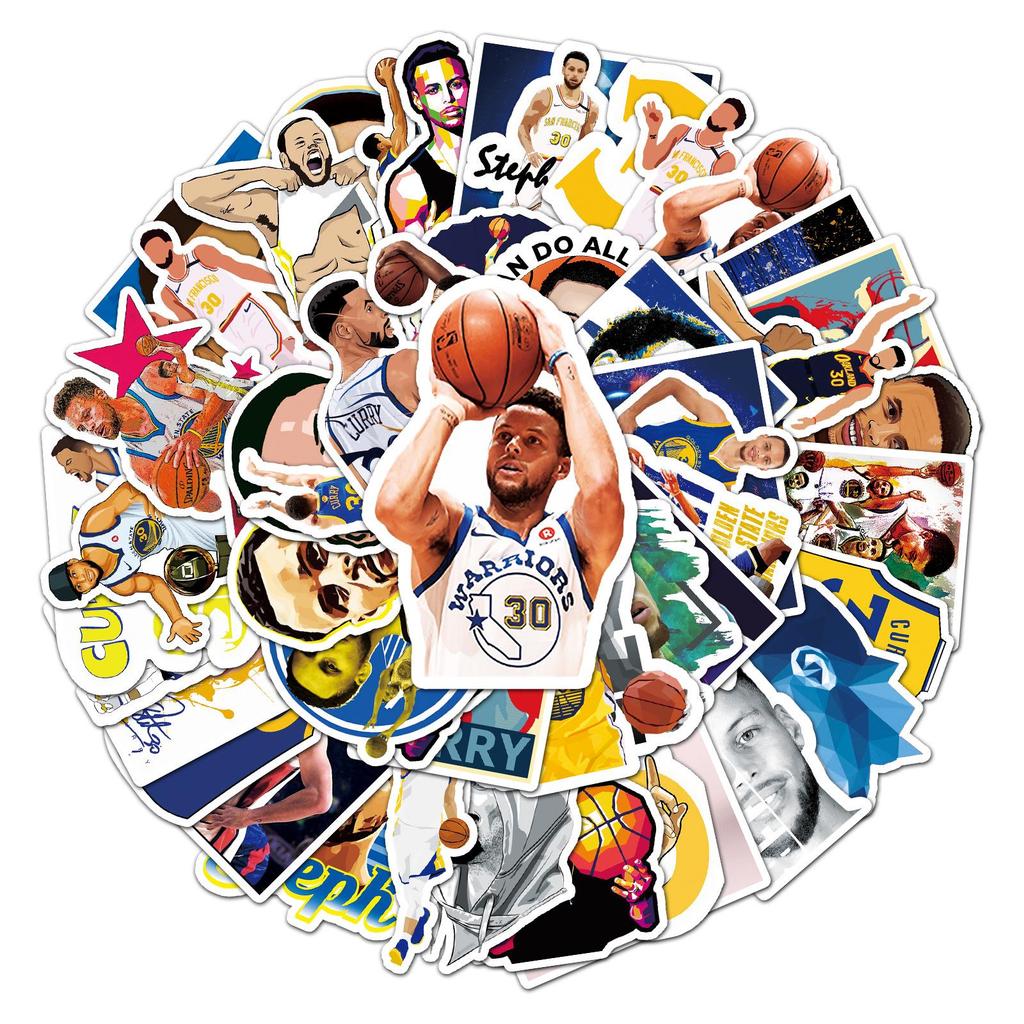 50 Stück Curry Basketball Superstar Graffiti Aufkleber für Koffer, Roller, Computer, Tablet, Cartoon Dekor.