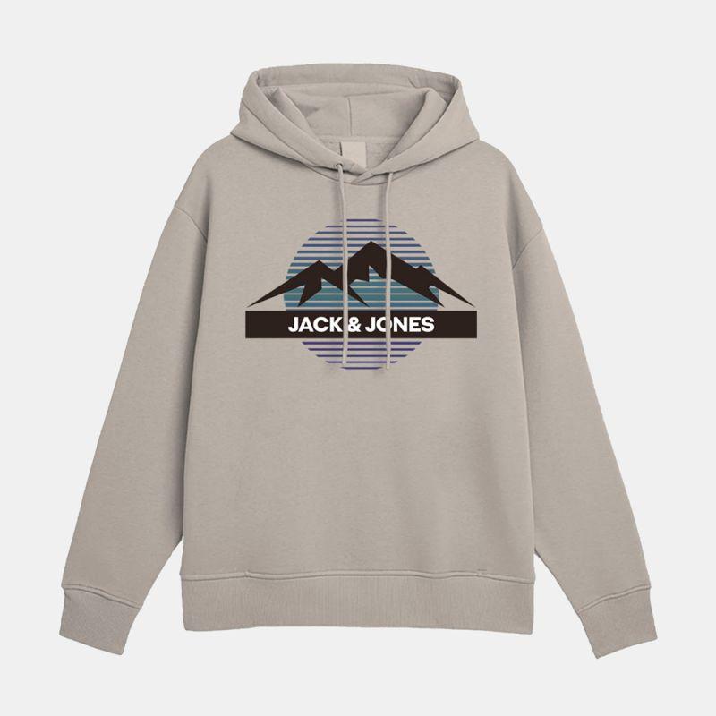 

Бежевое худи с пейзажным принтом мужское JACK & JONES L бежевый