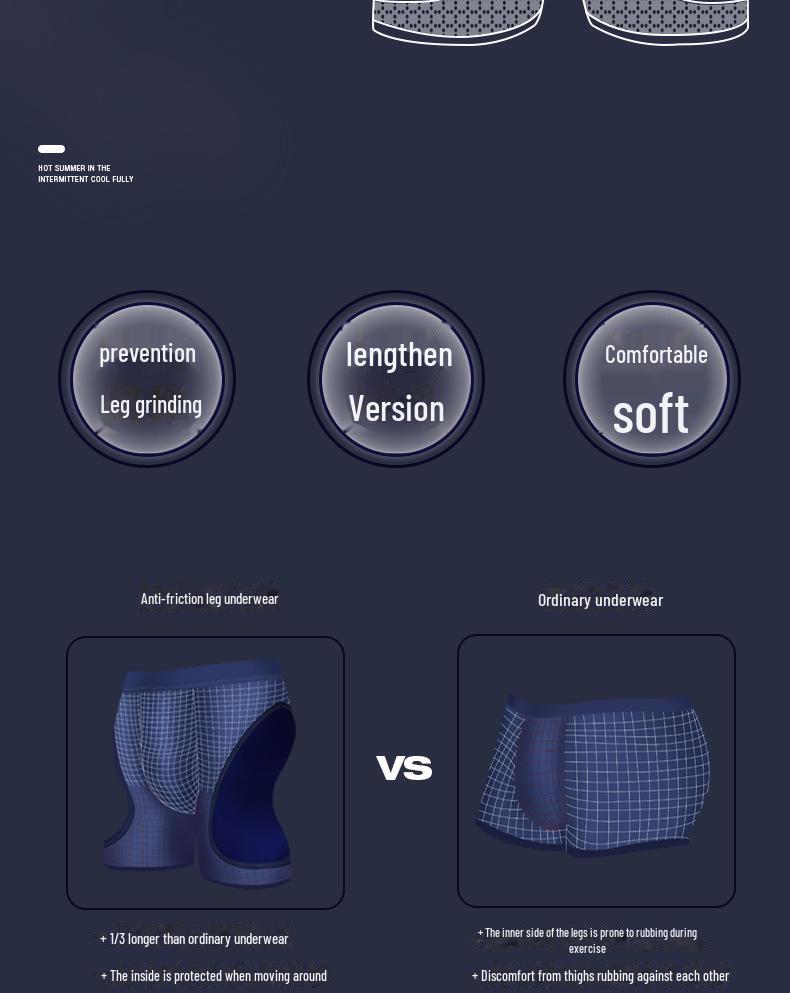 Men's Anti-Friction Ice Silk Long Boxer Briefs - Large Size Sports Running Tights