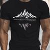 2025 Men's Summer 100% Cotton Fashion Casual Sports Loose Fashion Mountain Pattern Printed Crew Neck Short Sleeve T-Shirt