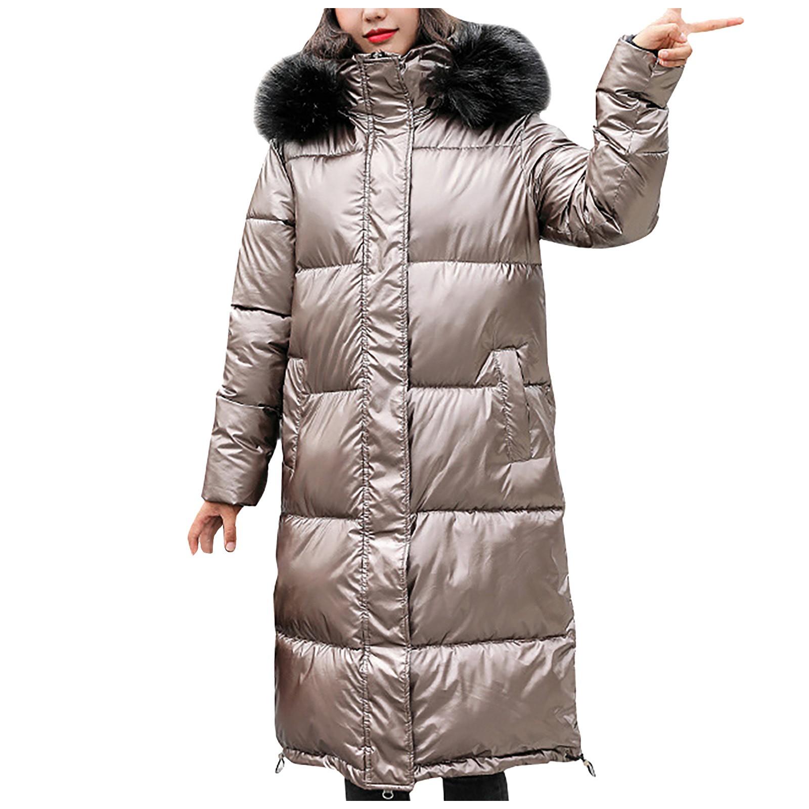 

(SU)Женская зимняя теплая толстая теплая тонкая куртка с капюшоном, длинное пальто