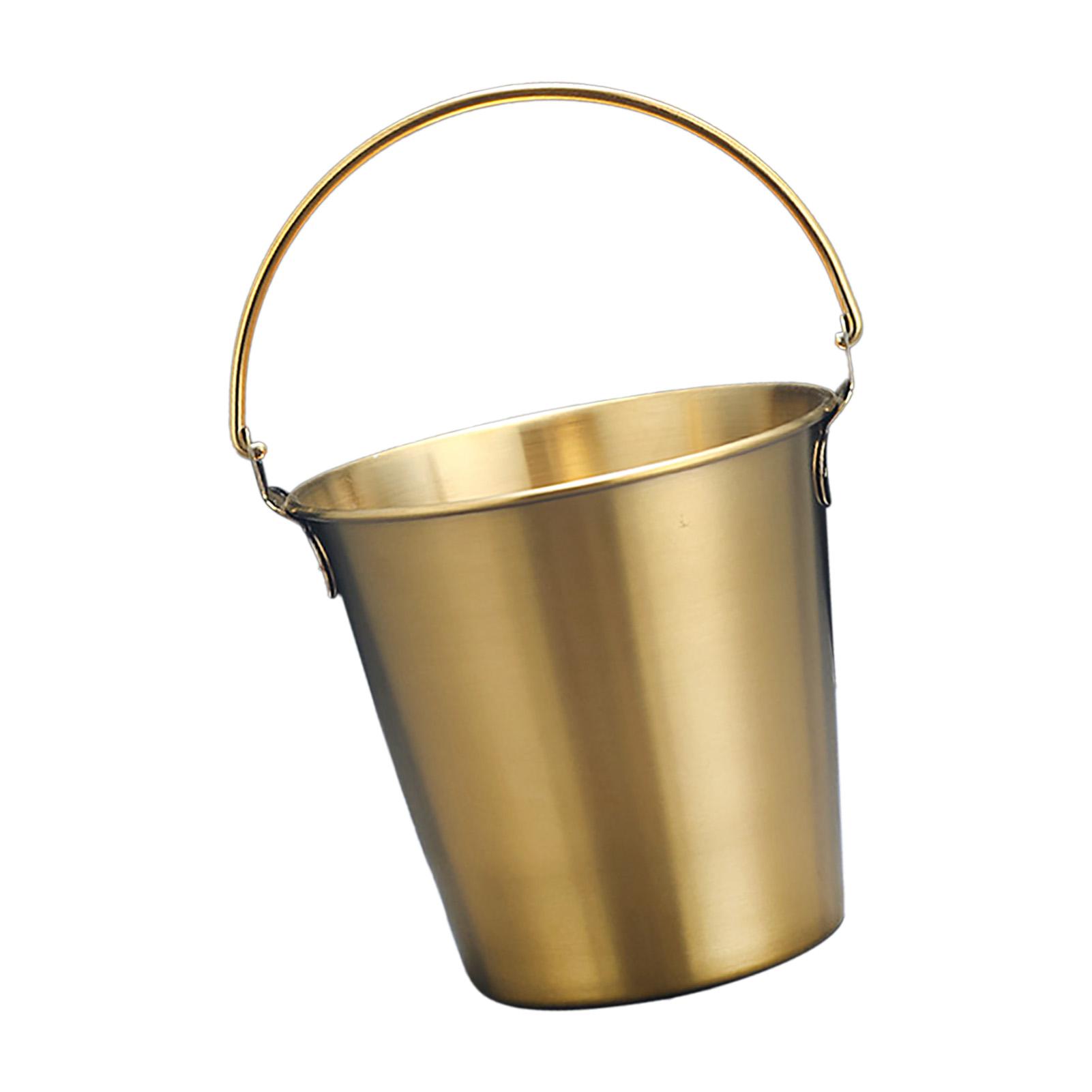 

Stainless Steel Pails Small Ice Bucket with Handle for Beverage Wine French Fries Chicken Home Parties Use