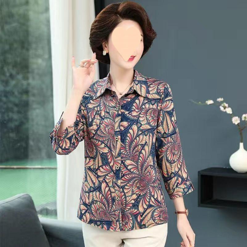 Autumn Shirt Clothes Mother 9-point Sleeve Thin Jacket Fashion Shirt Women