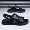 Men's cool leather shoes summer 2025 new breathable leather soft-soled non-slip beach shoes casual wear cool slippers