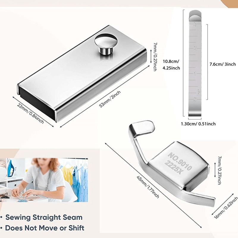 7Pcs Magnetic Seam Guide Sewing Machine Guide Magnets Stainless Steel Hemming Clips Measurement Sewing Ruler Quilting