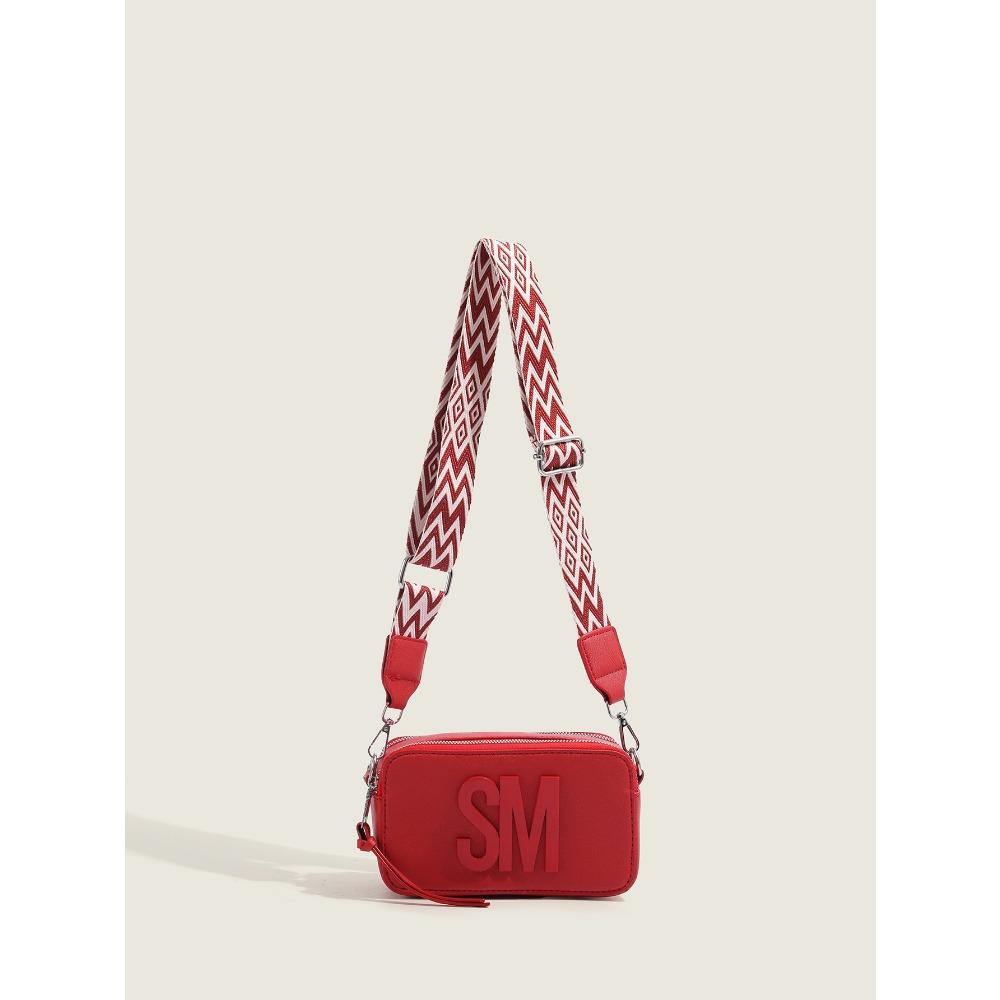 

Premium Textured Camera Bag designed for Women Trendy Style Shoulder Bag Wide Shoulder Strap Crossbody Bag Letter Casual Small Size Square Bag Trend
