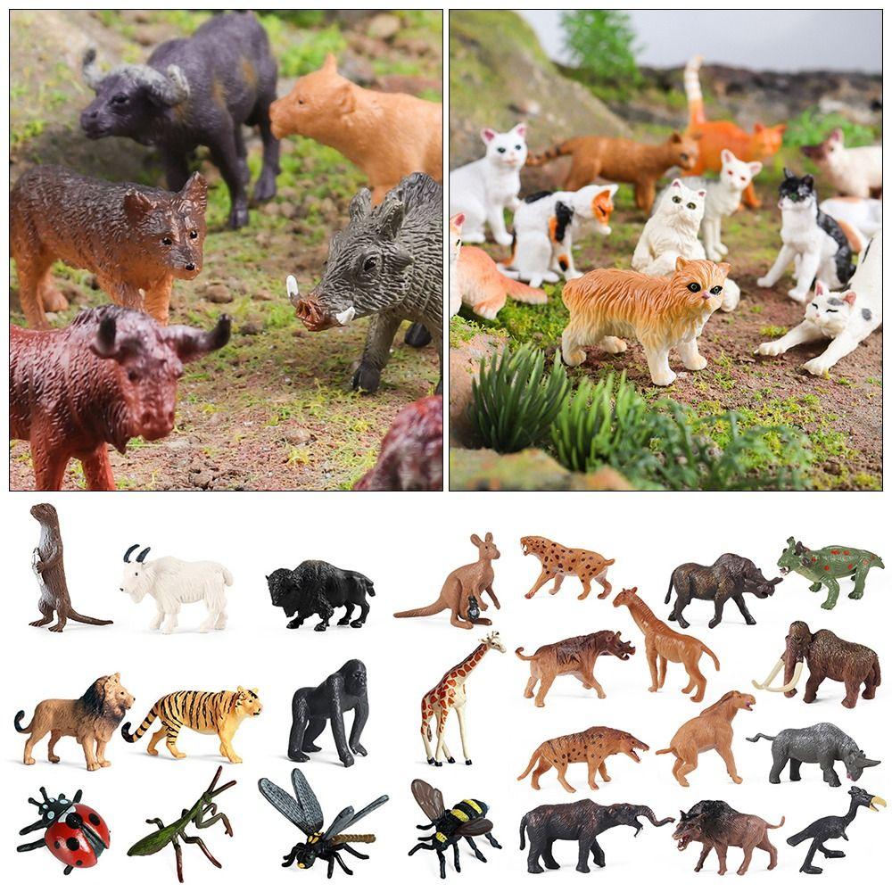12pcs Mini Insects Simulation Ocean Animal Figurine Dog Cat Wild Animal Model  Kids Toys