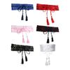 Fashion Women Satin Waist Belt Kimono Belts Floral Printed Lace Up Wide Girdle