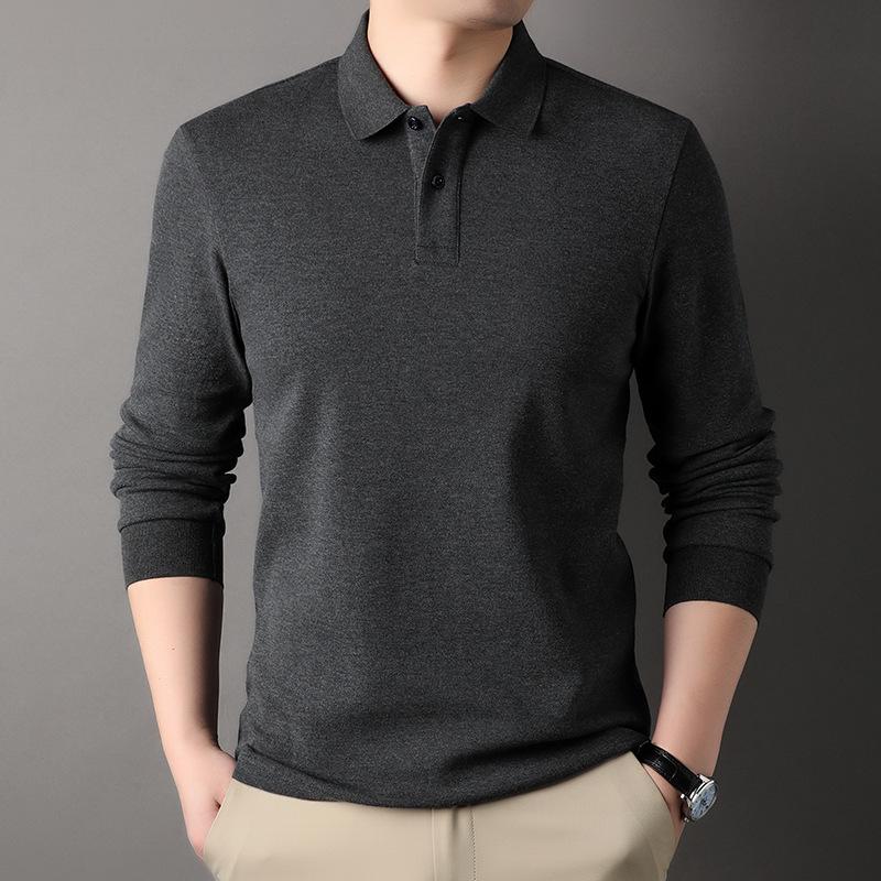 Fall Men's Long Sleeve Polo Shirt Men's Fashion Casual New Style Lapel Cotton Solid Color Men's T-shirt