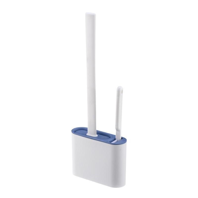 Floor And Wall Mount Toilet Brush No Drill Installation Plastic Bathroom Cleaning Tool With Holder For Home Use