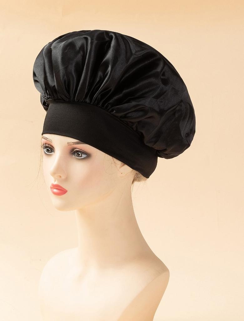 New Soft Silk Satin Lined Bonnet Large Satin Hair Bonnet Household Sleep Shower Cap Hair Wrap Cover for Long Hair Salon Tool