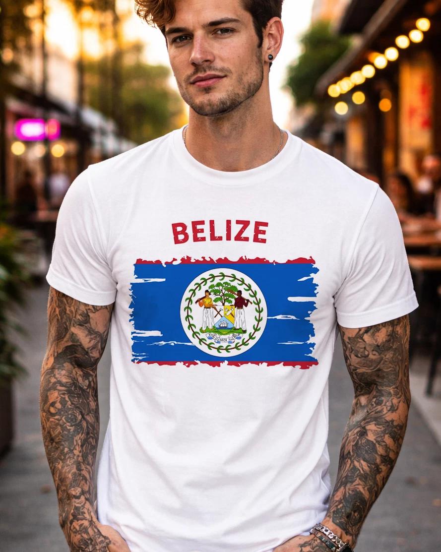 Custom Graphic T-Shirt Belize retro flag graphic Tee Unisex Any Size XXXXL