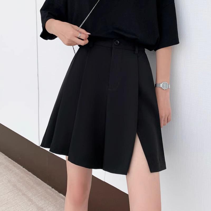 

Women s 2024 High Waist Korean Style Wide Leg Culottes - Plus Size, Versatile, Loose-Fit Five-Point Skirt Shorts for Autumn 2XL чёрный