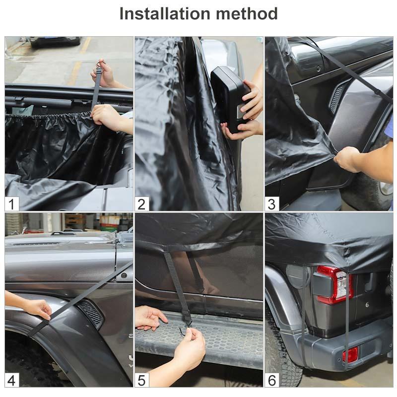 Vanntett allværs frontrute solskjerm i skinn bildeksel Passer til Jeep Wrangler JL 4-dørsversjon 2018-2023 Eksteriørtilbehør