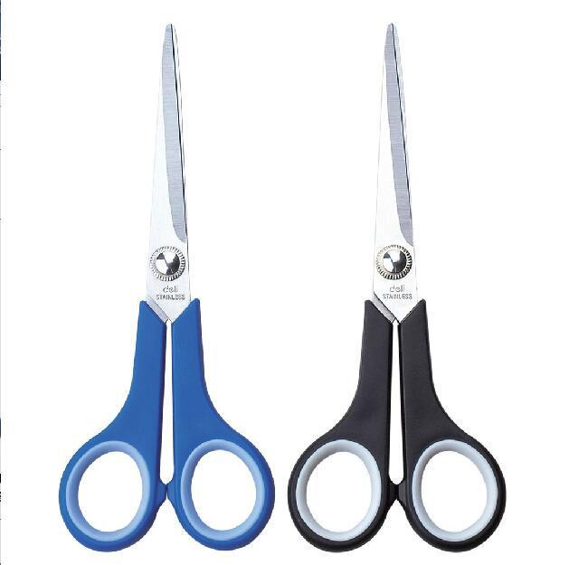 Deli Rustproof Black Blade Large Scissors, Stainless Steel Safety Scissors for Office and Household Paper Cutting