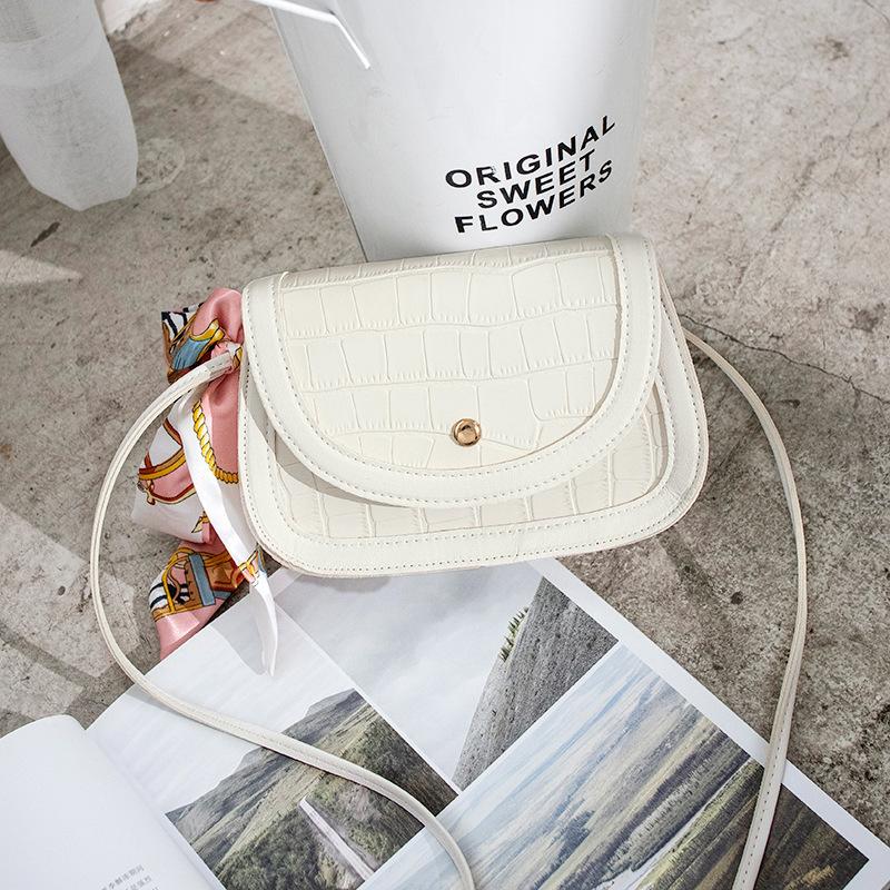 Women's Crocodile Pattern Shoulder Square Bag, Summer and Autumn New Product Personalized Silk Scarf Diagonal Span Change Bag