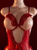 Transparent Red Sex Lingerie Women Super  Erotic Underwear Crotchless Open Chest Lace Teddies Bodysuit Sexy Outfits For Xx18