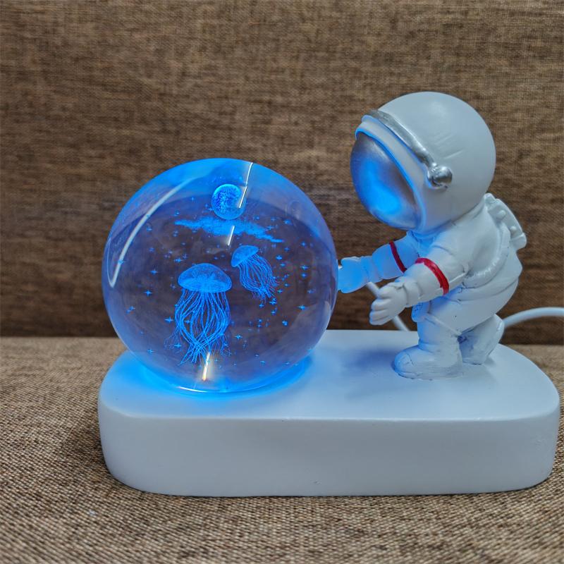 Astronaut Creativ 3D Minge de Cristal Led Lumină de noapte pentru Dormitor Copii Planetă Spațiu Lampă Sistem Solar USB Cadou de Crăciun pentru copii