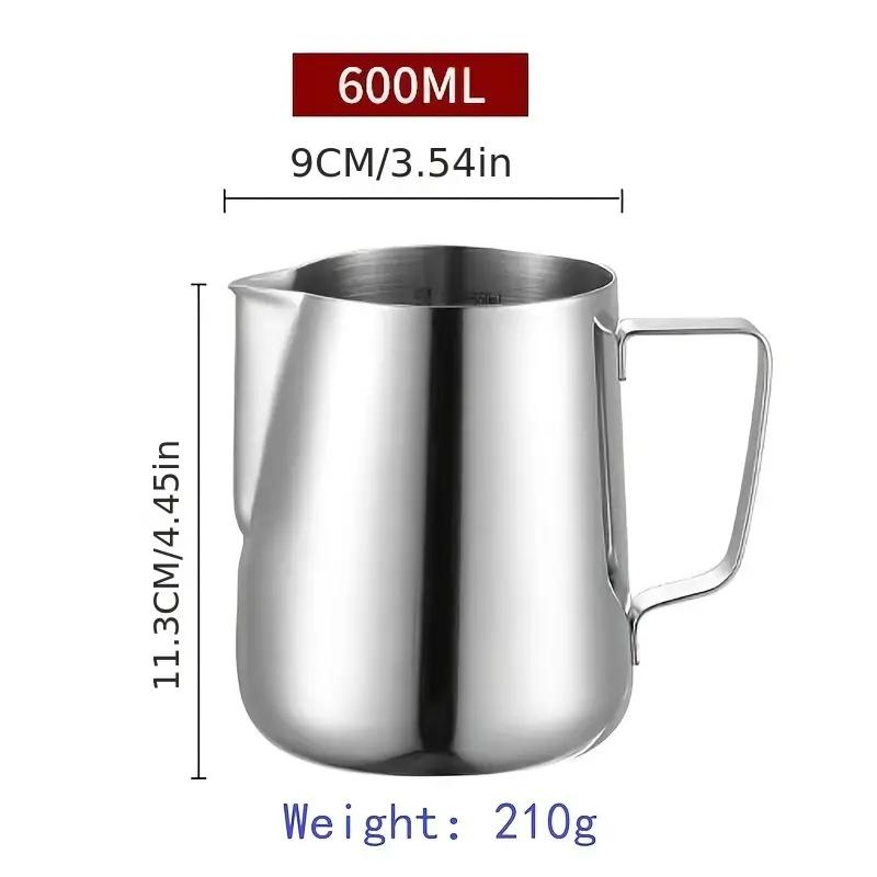 350/600/900ml Milk Creamer Frothing Pitcher With Scale Stainless Steel Coffee Cup Jug Latte Espresso Steaming Cappuccino Cup