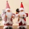 Christmas Festives Santa Ornament 11Inch Fabric Figurine Holiday Decoration For Indoor Photography And Party Themes