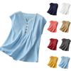 Blusa Feminina Moderna Multicor Solta Casual com Botão de Algodão e Linho