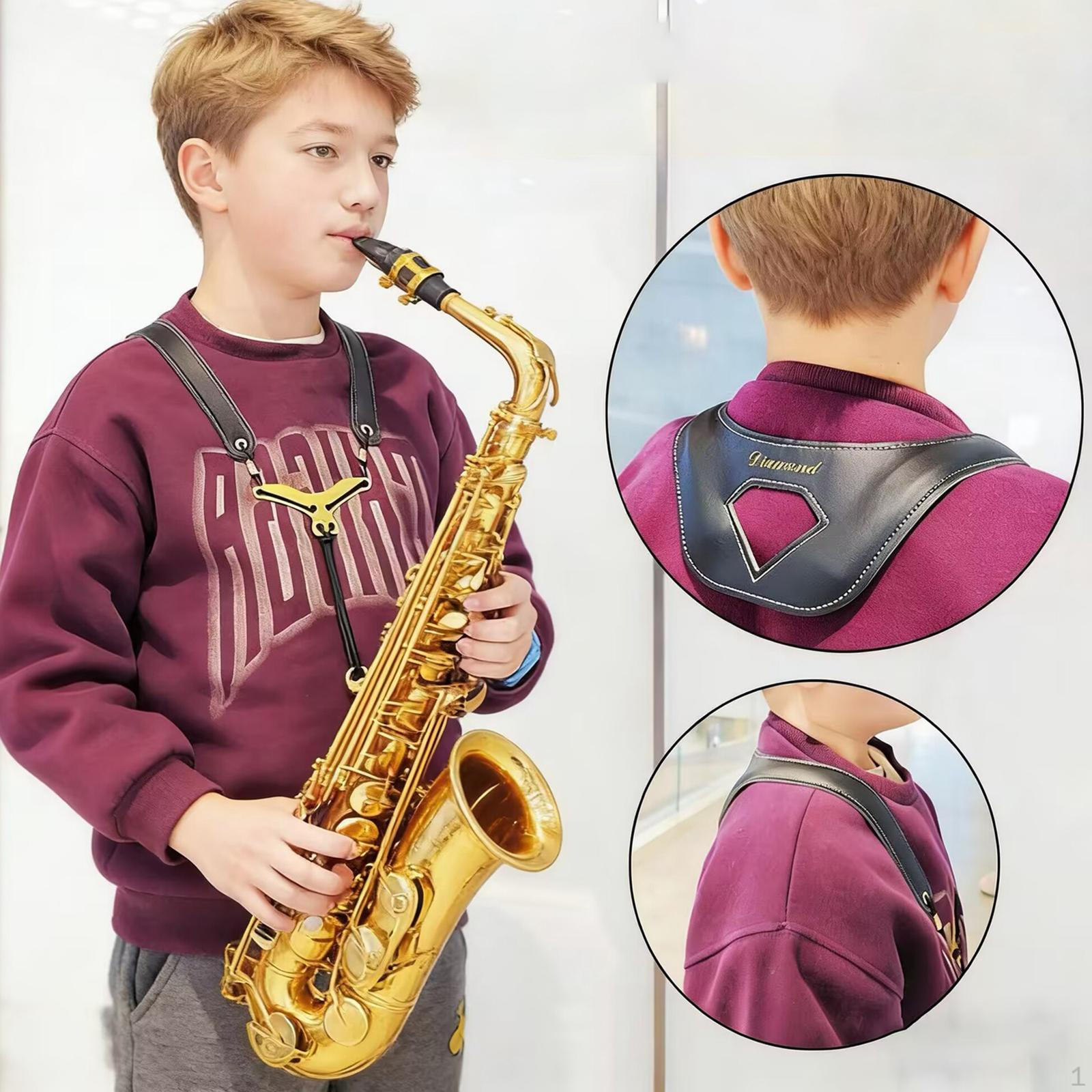 

Sax Neck Strap Harness Lightweight Multipurpose Music Instrument Accessory Black Holder for Alto