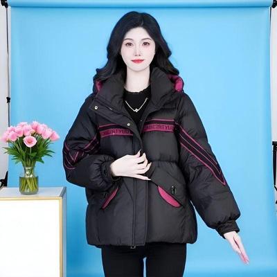 Winter Women Fashion Patchwork Hooded Cotton Coat Short Loose Thickened Warm Puffer Jacket
