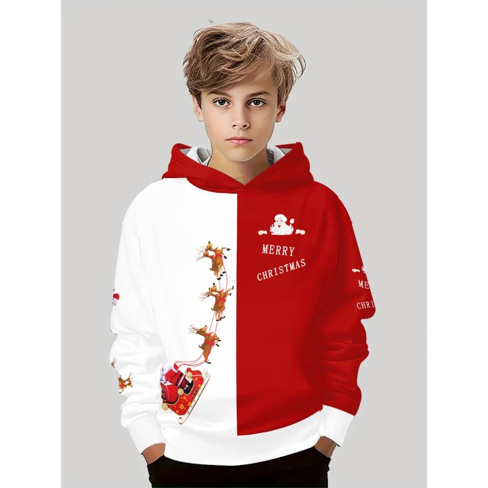 Barn Hoodie Jul Jultomten 3D Modetryck Sport Bekväm Vår Höst Mycket Lämplig för Vardagsbruk Sweatshirts