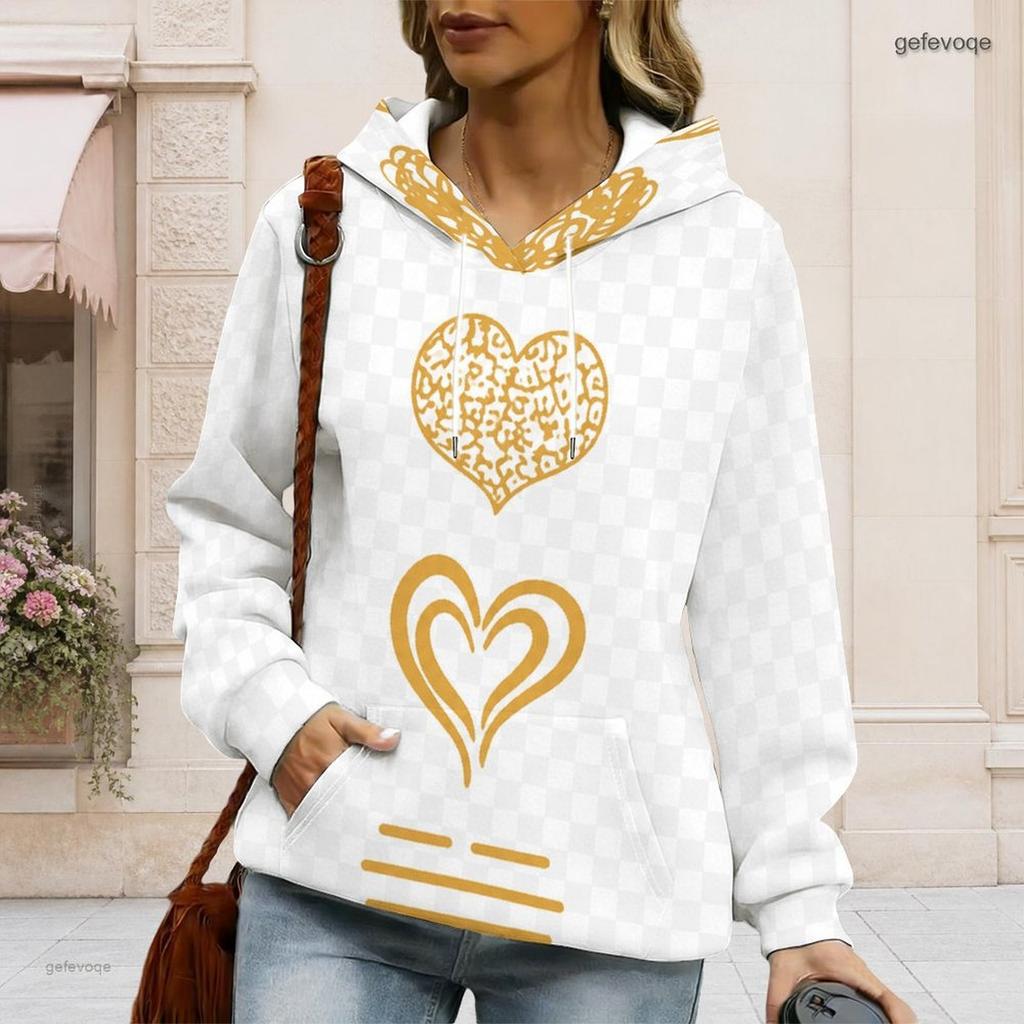 Womens Plus Size White Drawstring Hooded Sweatshirt Long Sleeve Loose Soft Casual Everyday Street Garment