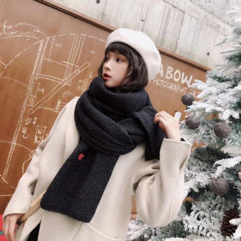 

Женский зимний студенческий универсальный однотонный шерстяной шарф-манишка в корейском стиле, милый девичий вязаный утолщенный теплый осенне-зимний стиль