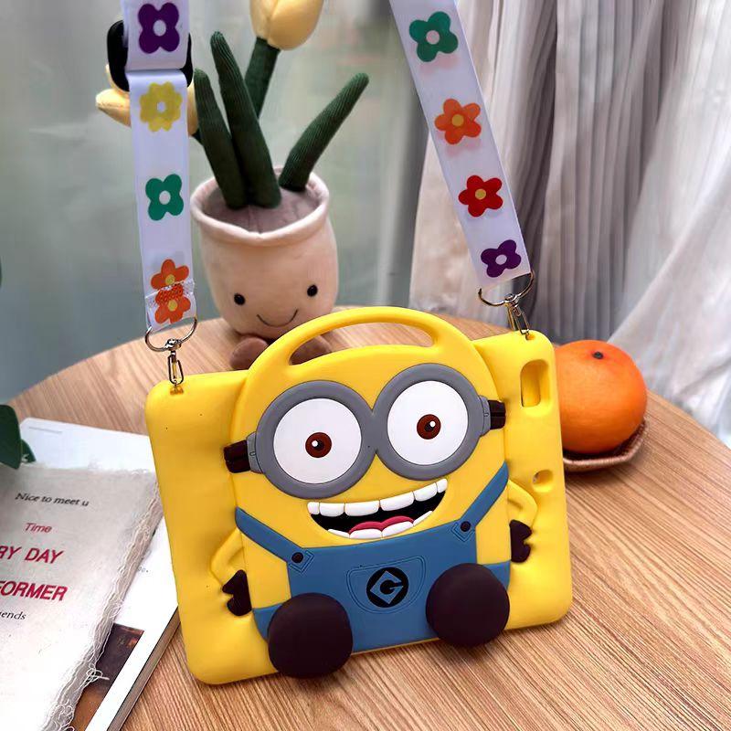 

3D Cartoon Pikachu Adjustable Stand Silicone Case for iPad Mini 1-8/Air 1-5/M2/M3/Pro 9.7-11in/10th Gen 10.9in Protective Shell IPad Mini 1 2 3 7.9