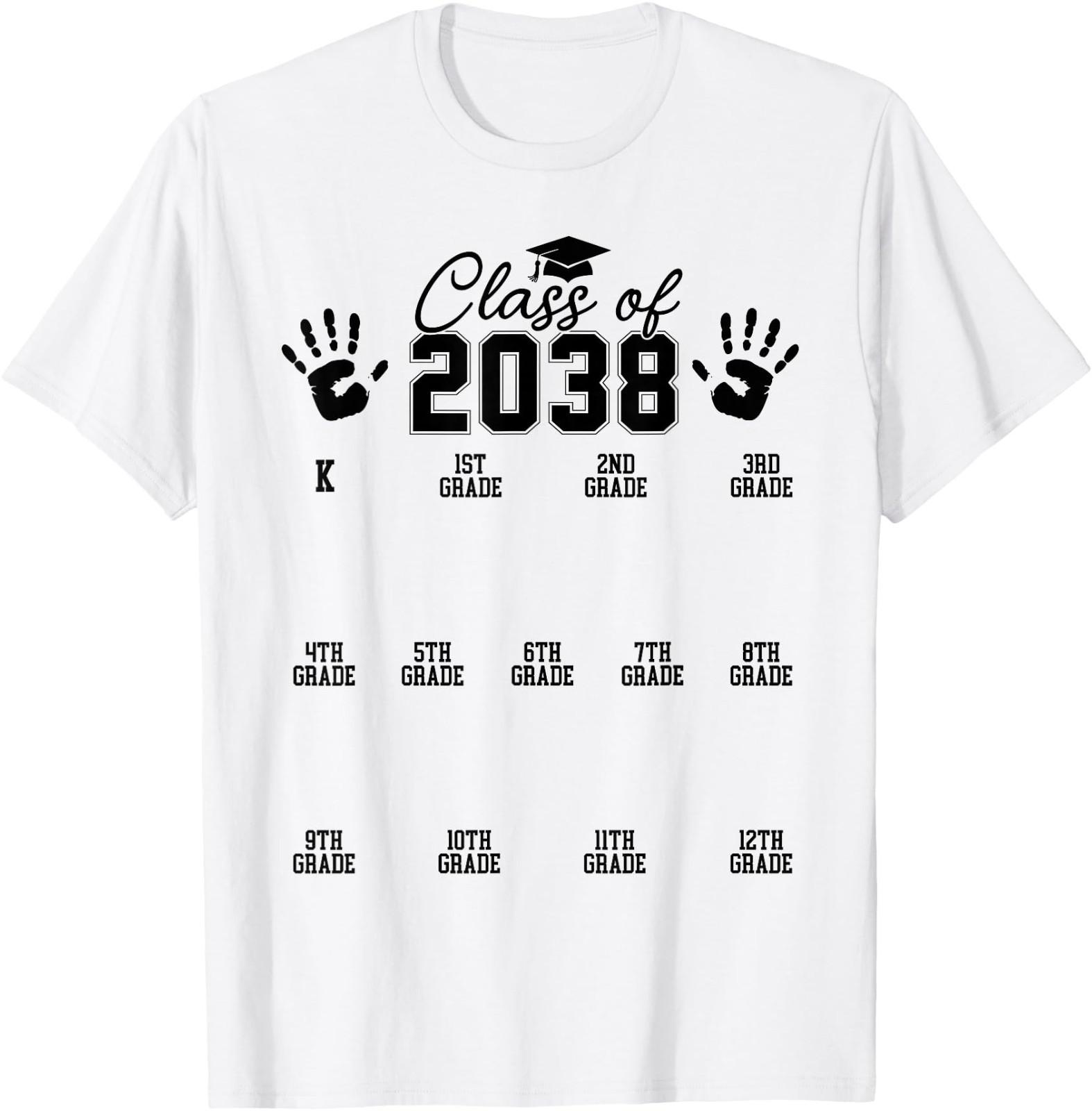 Class of 2038 Grow with Me Handprint Pre-K 12th Grade T-Shirt 3XL