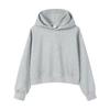 Korean Style Womens Short Hooded Zip-Up Cotton Blend Sweatshirt Loose Fit Winter Casual Top