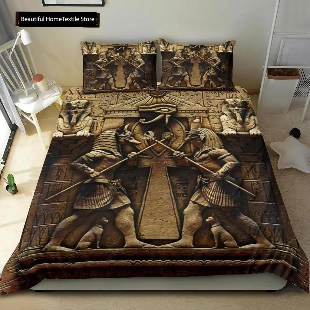 Ancient Egypt Anubis Egyptian Symbol Culture Comfortable Duvet Quilt Cover Pillowcase Bedding Set Children Bedroom Home Textile