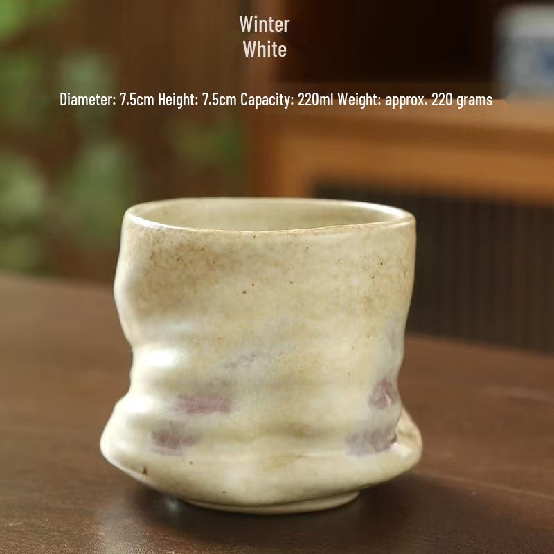 Retro Ceramic Kiln-Change Mug: Pleated Coarse Pottery Coffee Cup