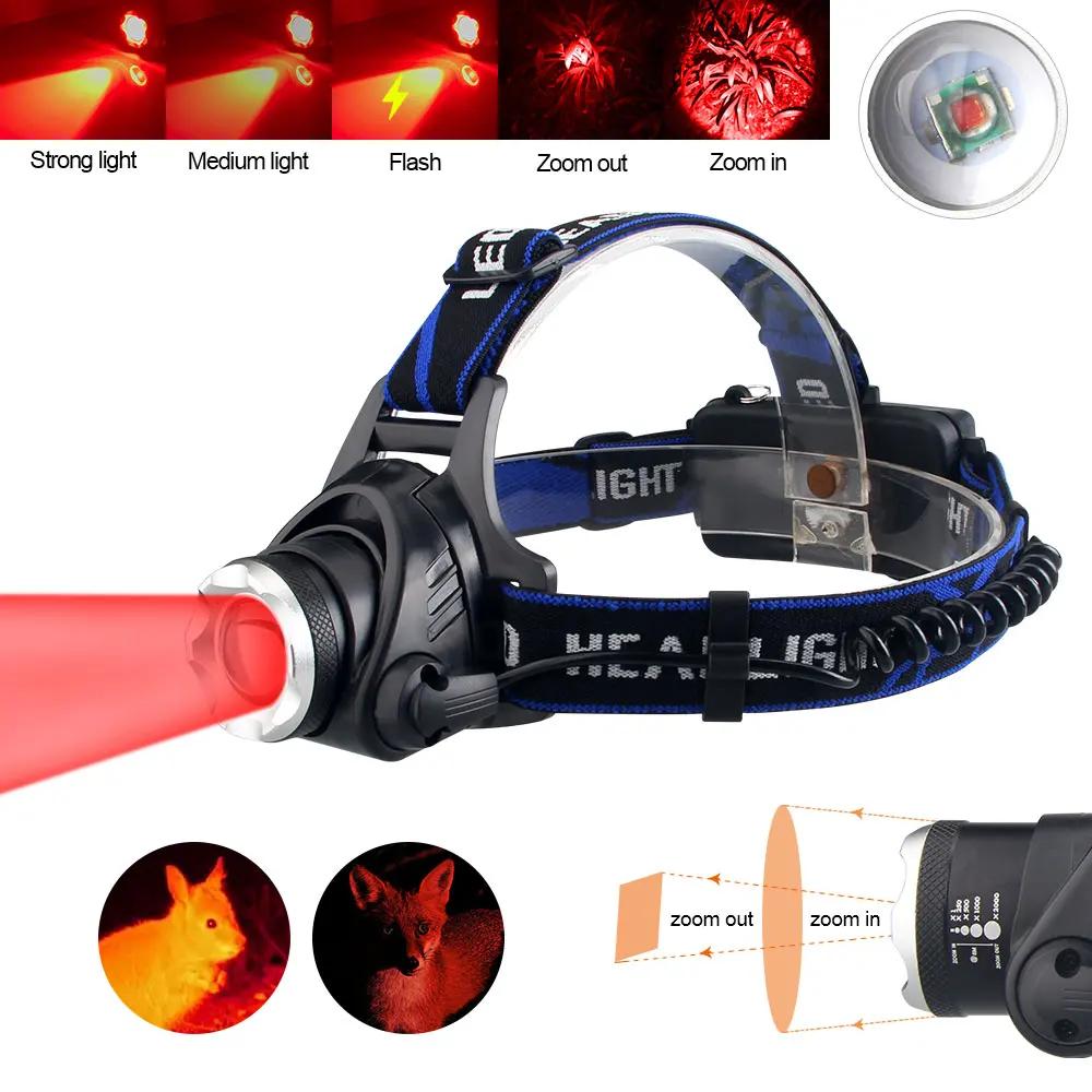 Headlamp+18650 Red Light Head LED Flashlight Outdoor XPG Headlight Tactical Camping Hunting Fishing Zoomable Fishing Headlamp