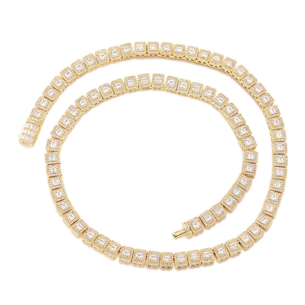 Hip Hop Jewelry 1mm Flip Buckle Rock Sugar Chain T Square Mixed Zircon Creative Versatile Trend Jewelry Accessories