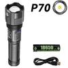 High Power Rechargeable Flashlights Ultra Powerful XHP50/XHP70 Torch Light External 18650Tactical Flashlight For Outdoor Camping