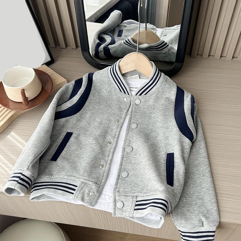 

Personalized Baseball Style Children s School Jacket Boys Girls Custom Embroidered 100cm сірий