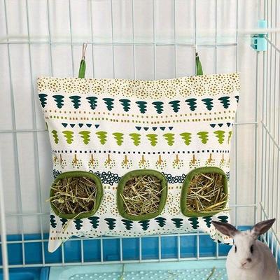 1pc Hanging Hay Feeding Bag for Rabbits and Guinea Pigs Large Capacity Hay Rack Rabbit Straw Bag