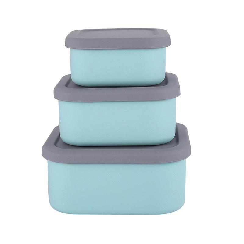 Silicone Food-Grade Square Bento Box Set with Lid for Fresh-Keeping, Microwave, and Picnic Use
