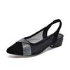 Pointed high-heeled sandals women's 2025 summer new mesh rhinestone rear empty sandals two high-temperament fashion shoes