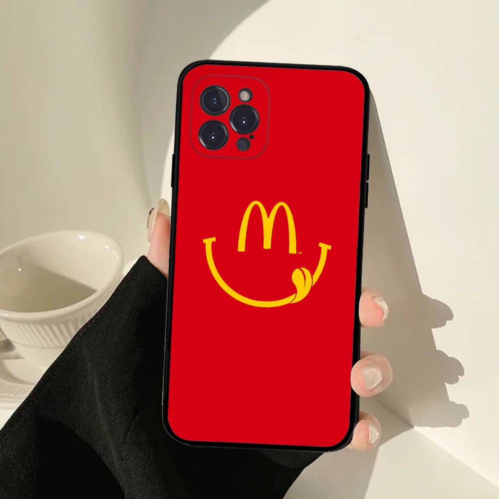 M Famous LOGO M-McDonaldes Phone Case For IPhone 17 16 15 14 13 12 11 Pro Max Plus Mini Soft Black Cover