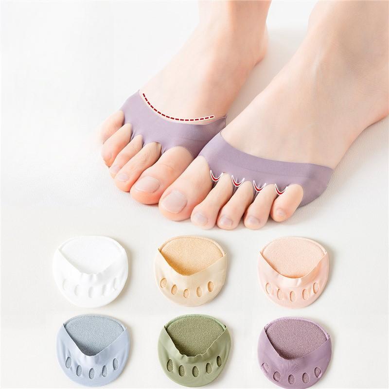 Female Summer Thin Cotton Bottom Half Invisible Ice Silk Soles Five Finger Socks