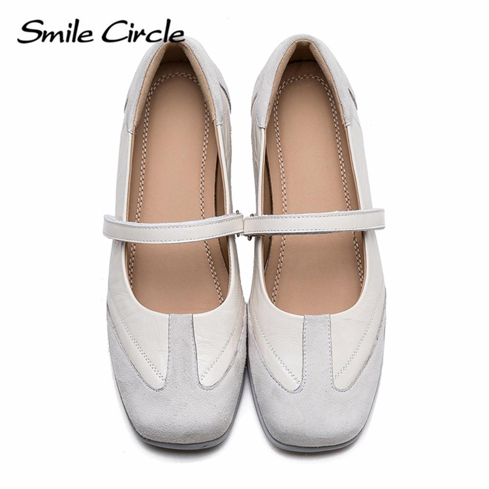 Genuine Leather Mary Jane Women Shoes Round Toe Buckle Thick Bottom Shoes Fashion Casual Ballet Shoes