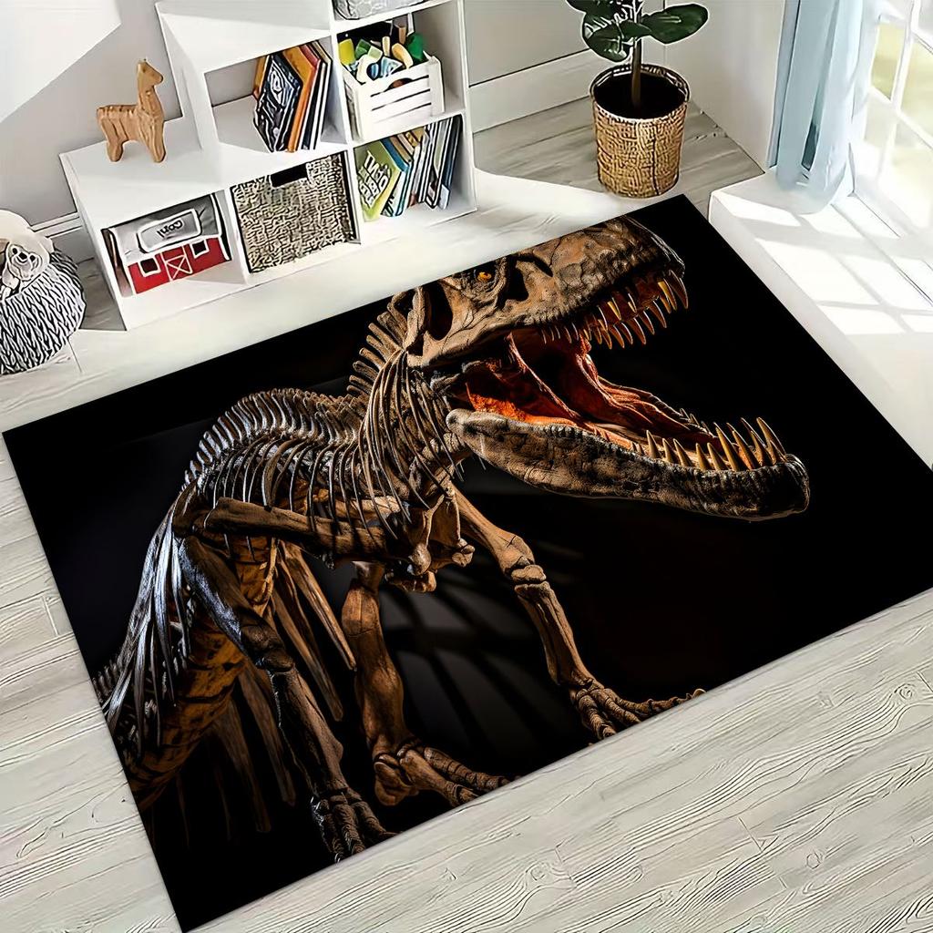 Ancient Creatures Dinosaur Ammonite Fossil Art Rug for Bedroom Living Room Sofa Home Doormat Decor,Large Kids Non-slip Floor Mat