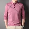 Middle-Aged and Elderly Dad Spring Lapel T-shirt Long Sleeve Polo Shirt Spring and Autumn Men's Undershirt Thin