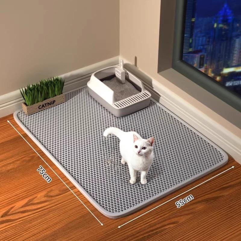 Podložka pod kočkolit s dárkem Dvouvrstvá voděodolná podložka pod kočičí záchod Protiskluzová podložka pod písek pro kočky Omyvatelná podložka na postel Čistící podložka Produkty