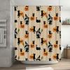 Halloween-themed shower curtain with witch cat pattern for home decor in bathroom accessories