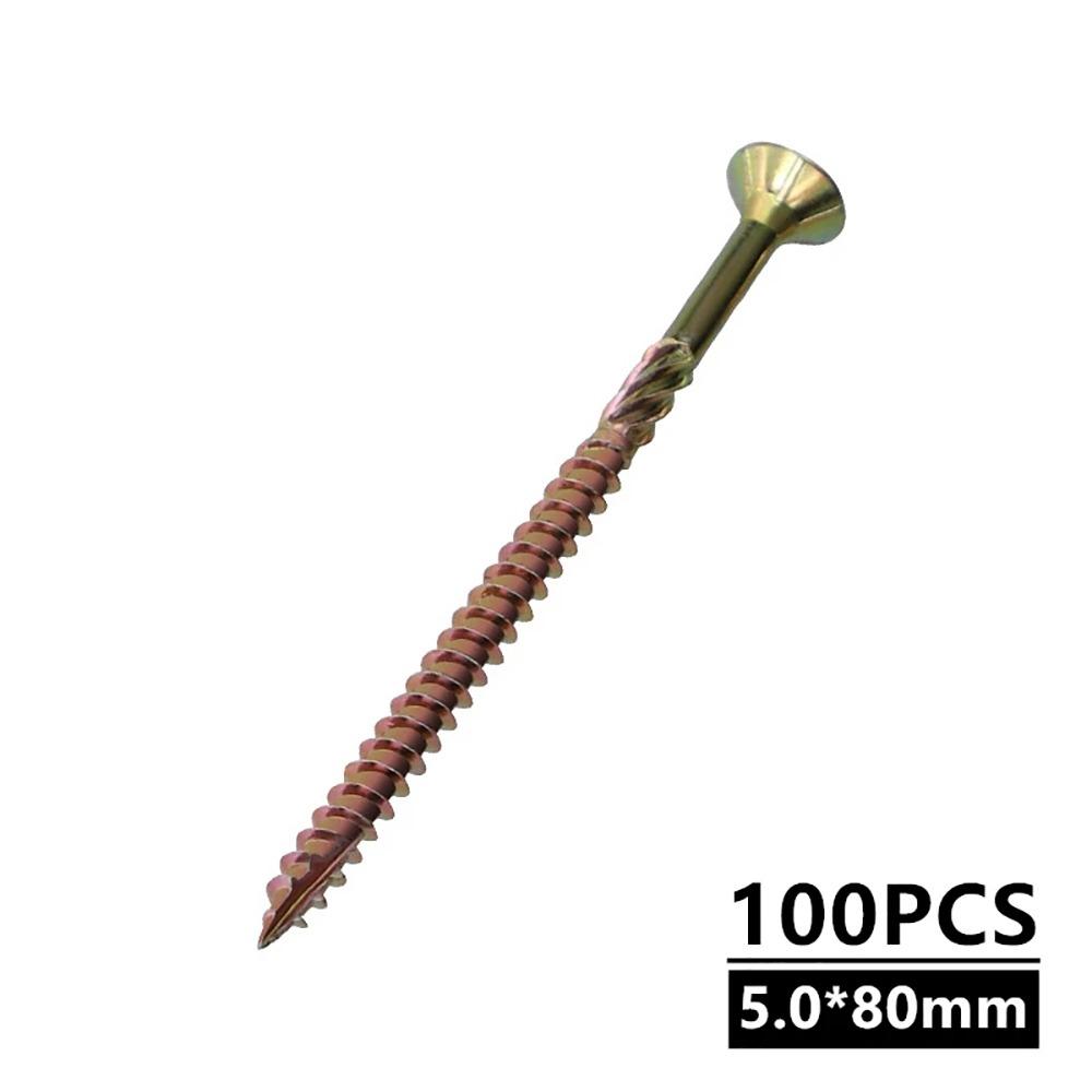 100Pcs/Pack 35mm 45mm 60mm 80mm Self-tapping Screw M5 Flat Head Woodworking Screws  Hardware Tools